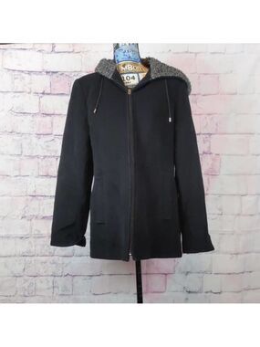 FLEET street wool black coat size medium